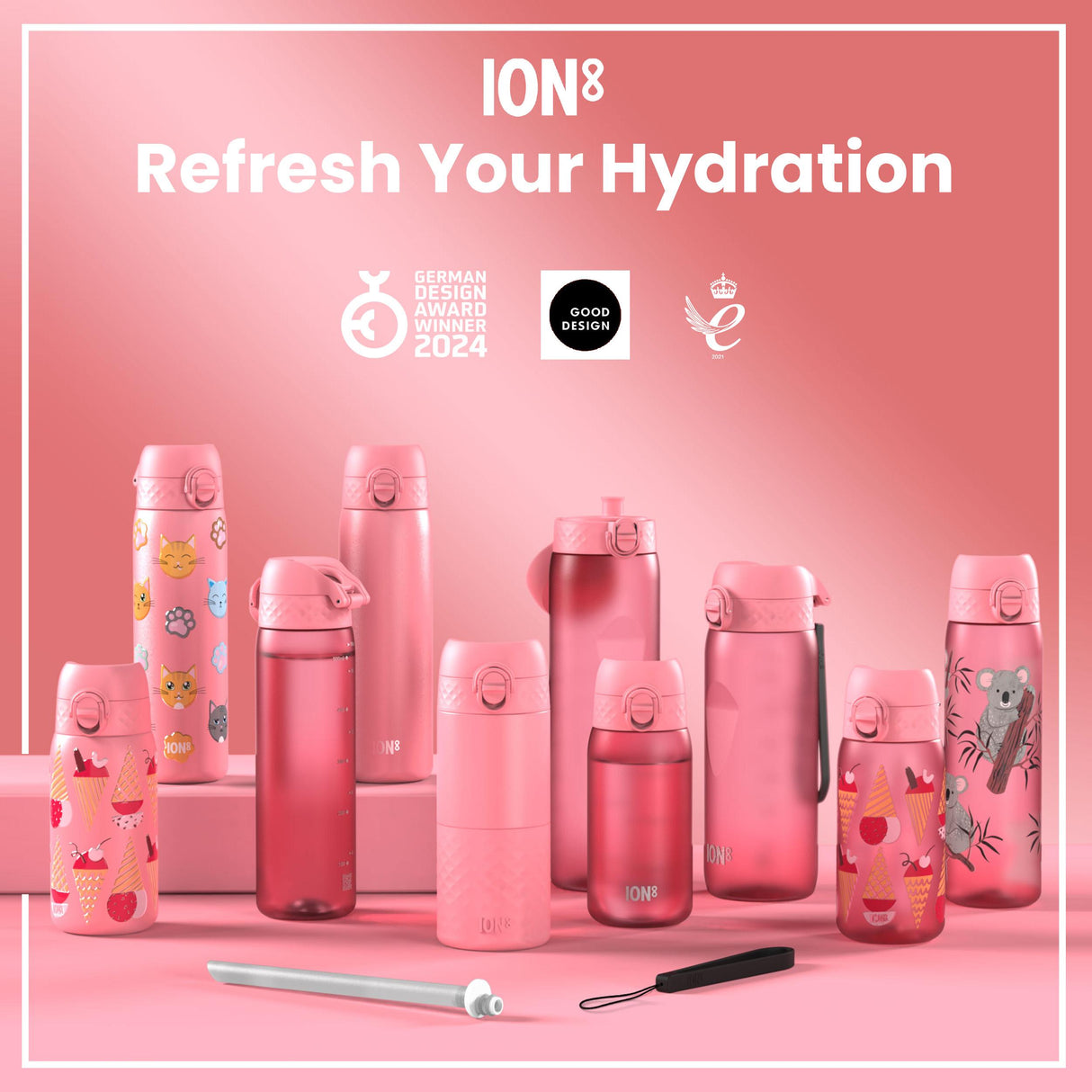 ION8 Lightweight, Sling Bottle Bag, Pink