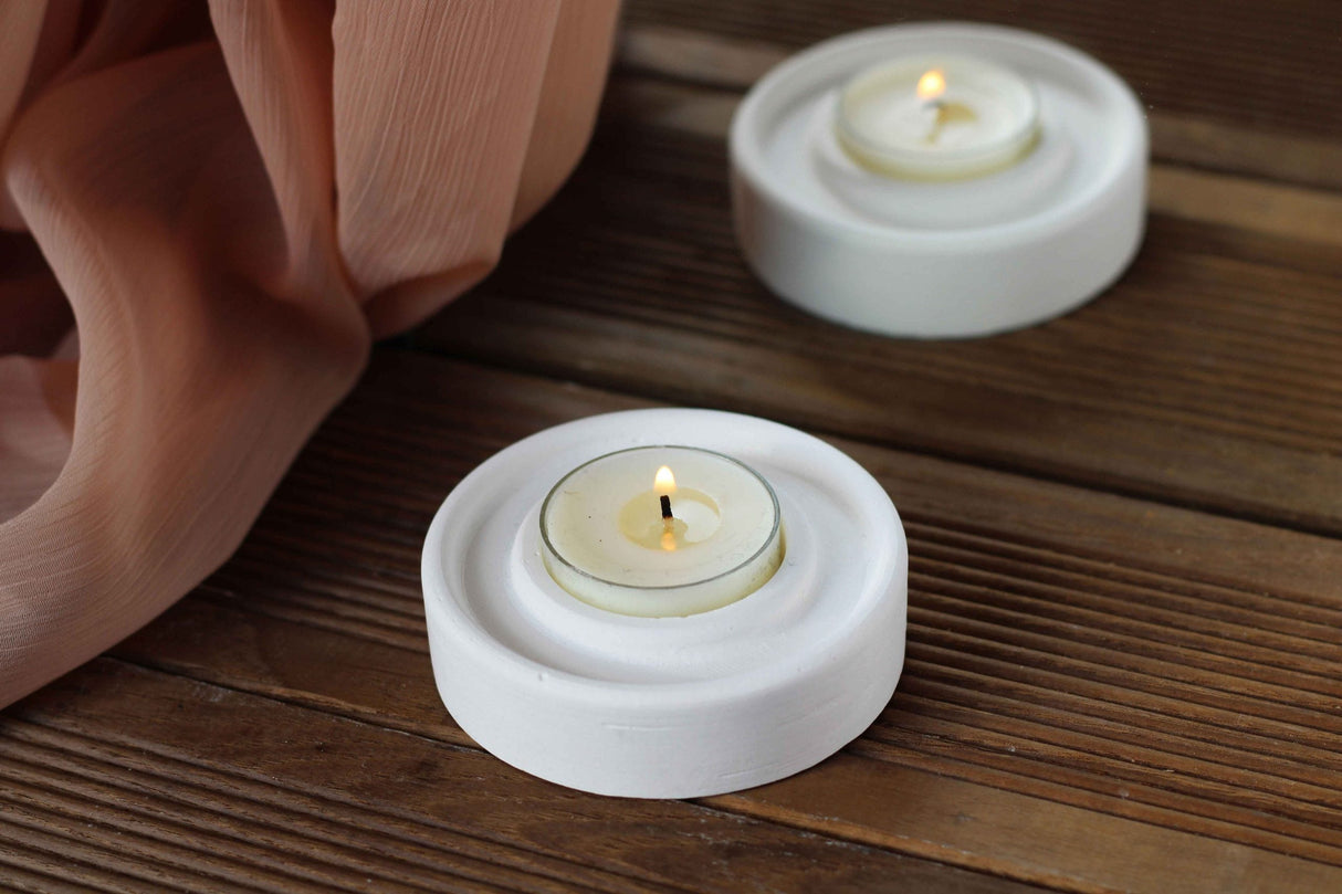 Gloria Home White Concrete Single Tealight Holder
