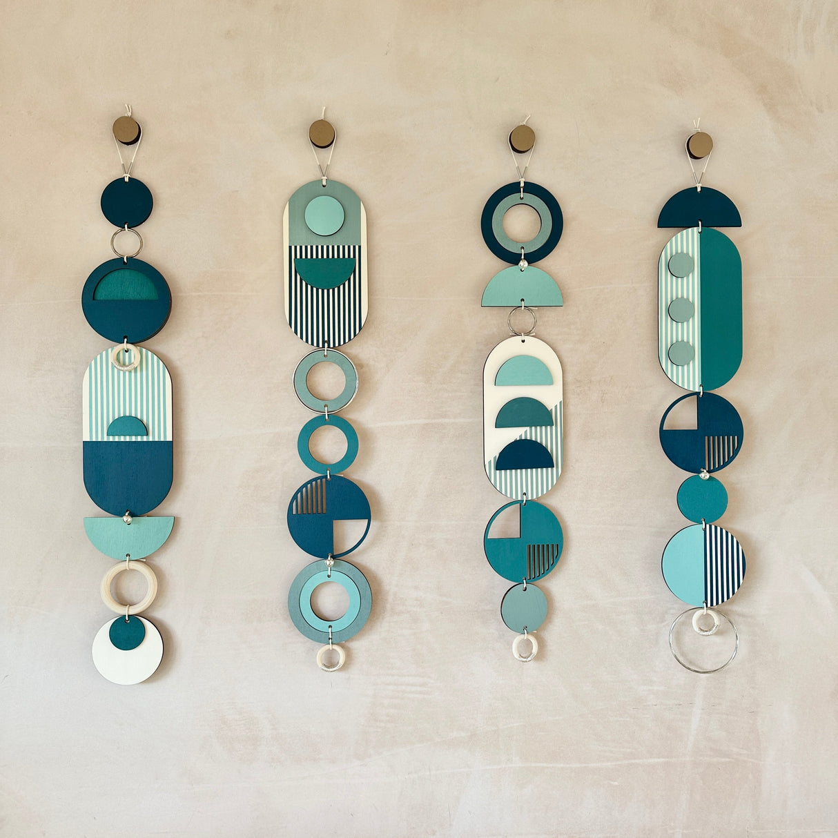 Blue Geometric Wall Hanging Art