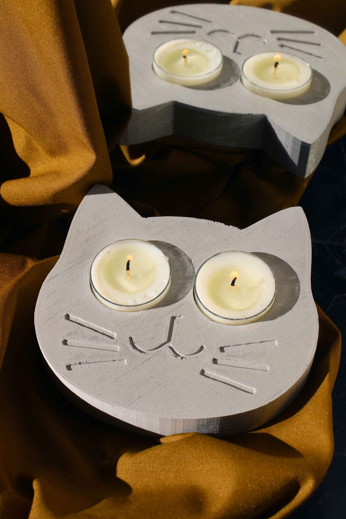 Gloria Home Concrete Cat Face Tealight Holder