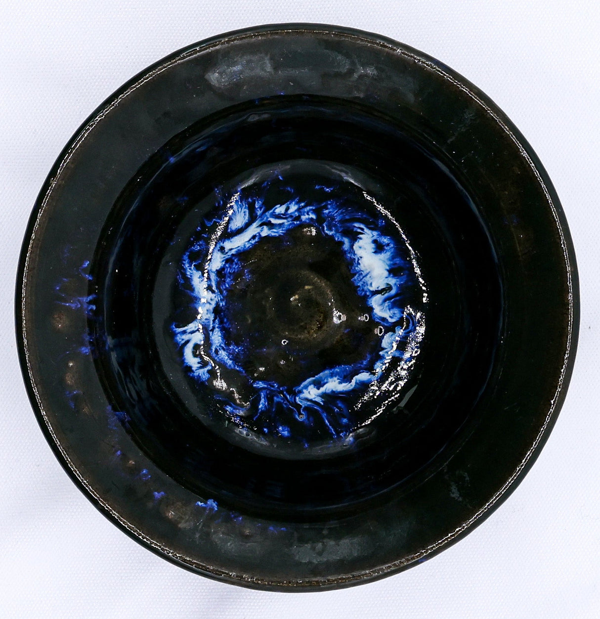 Cavewater Spiral Blue Handmade Grey Stoneware Bowl - 7,5'