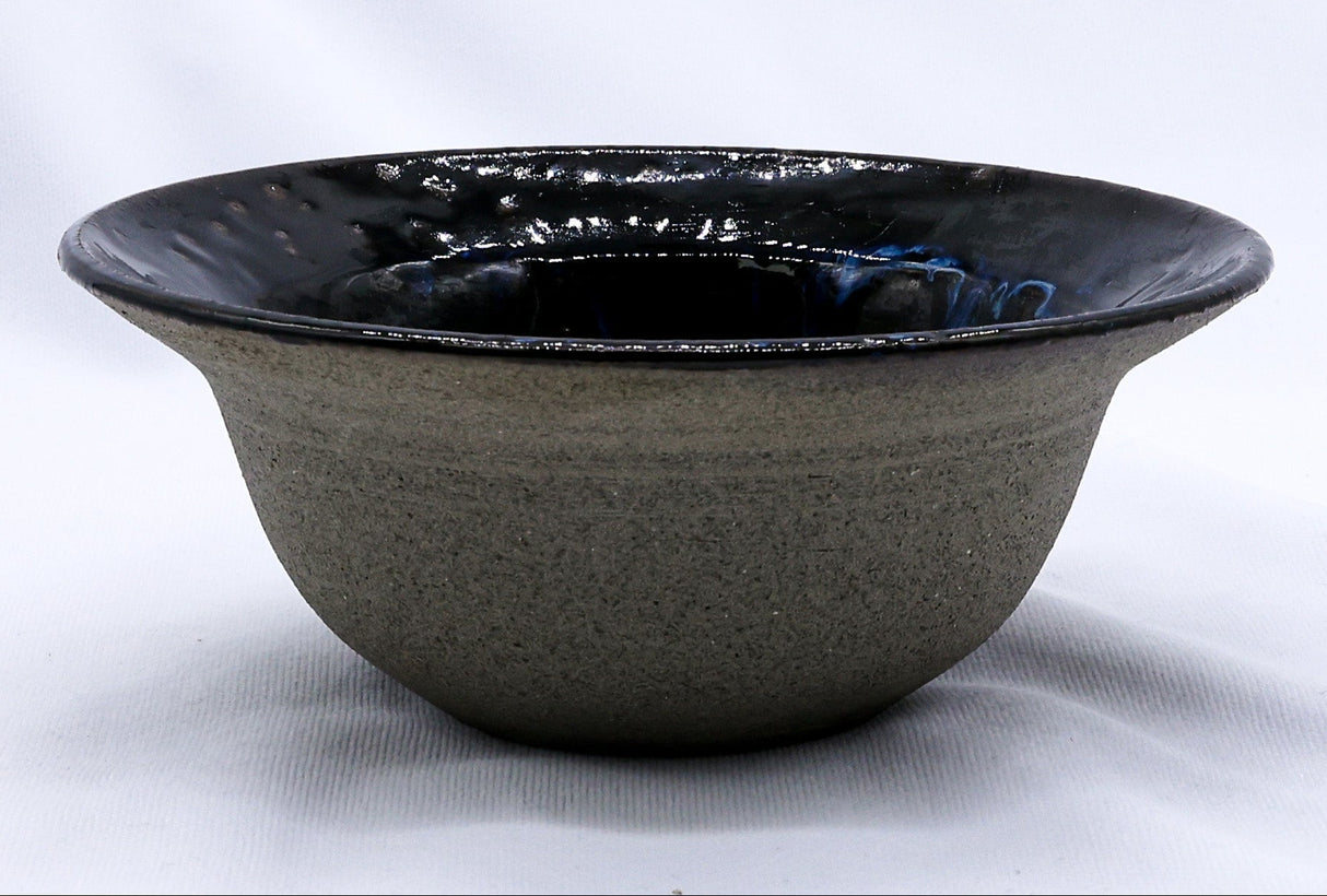 7,5' Midnight Aegean Surge Handmade Grey Stoneware Bowl