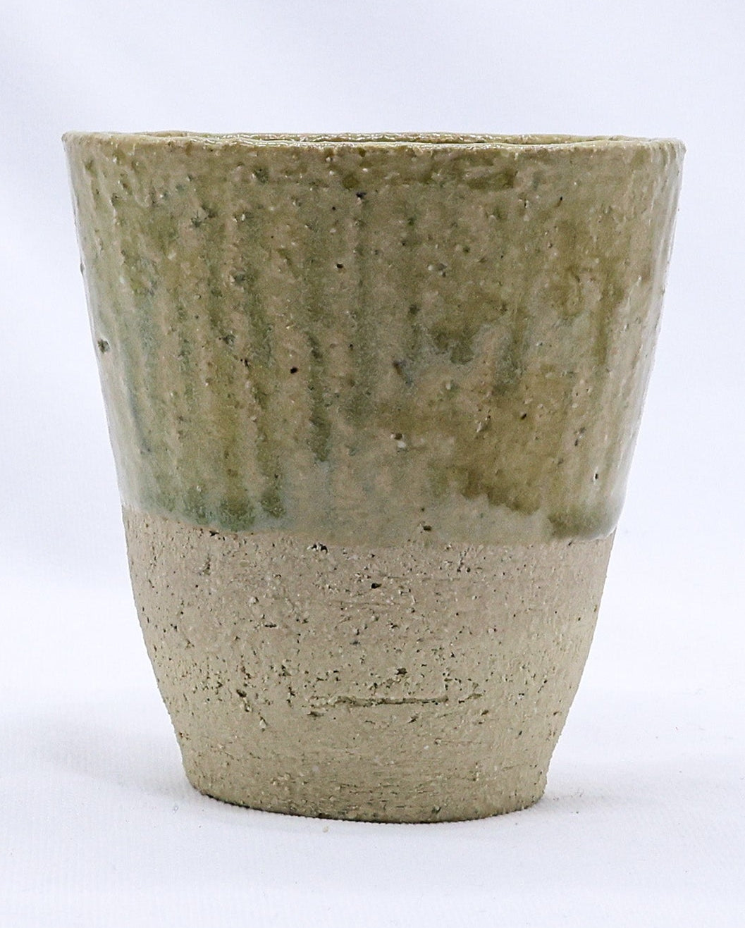 Beige Quadra Milled Stoneware Tall Handmade Ceramic Cup