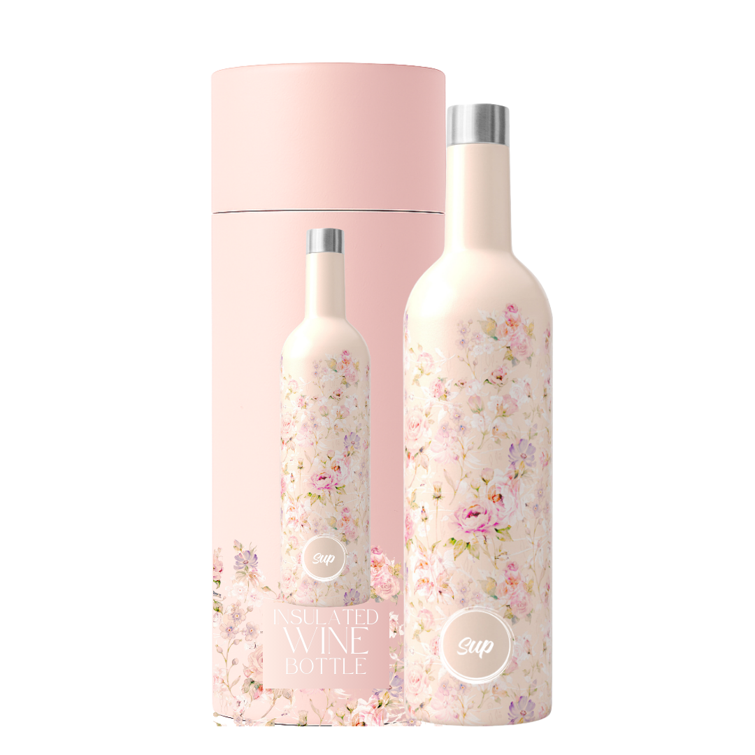 Sup drinkware Insulated Wine Bottle Flowers