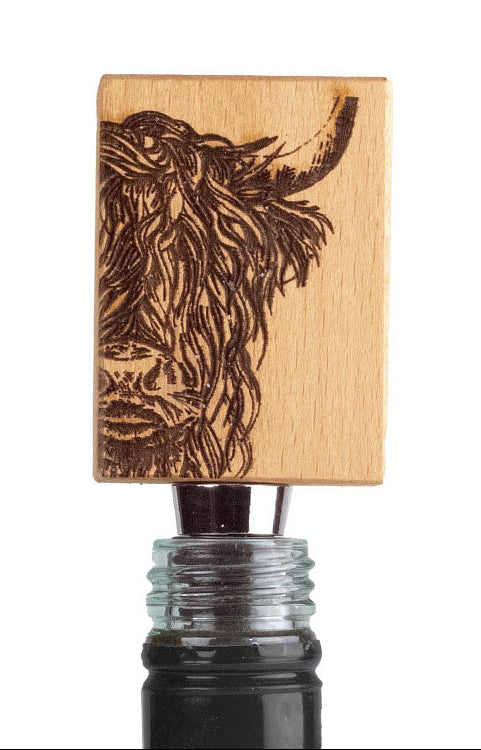Highland Cow Selbrae House Beech Bottle Stopper