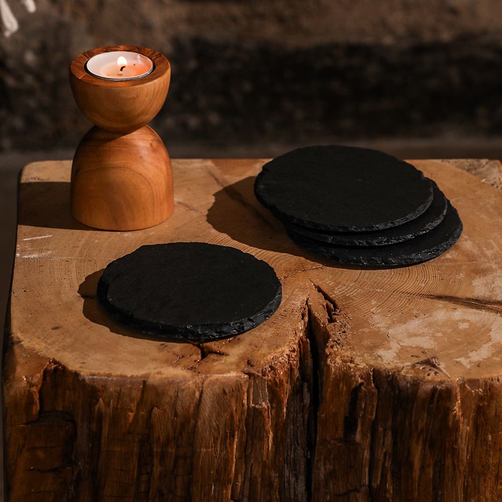 Selbrae House Round Slate Coasters - Set of 4