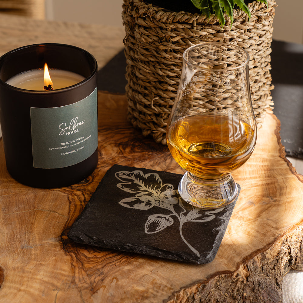 Selbrae House Autumn Acorns Single Slate Coaster