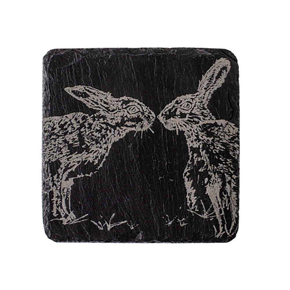 Selbrae House Kissing Hares Single Slate Coaster