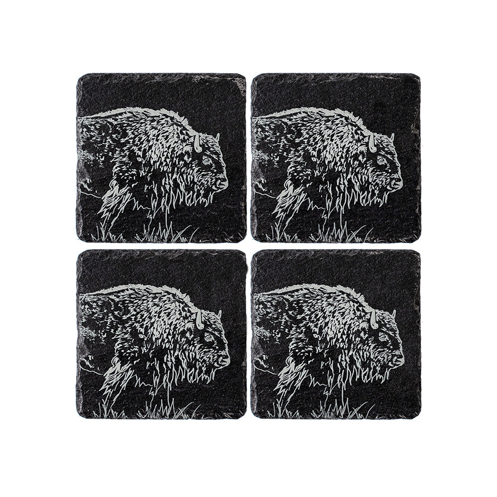 Selbrae House Bison Slate Coasters - Set of 4