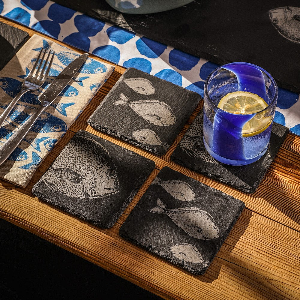 Selbrae House Fish Mix Slate Coasters - Set of 4