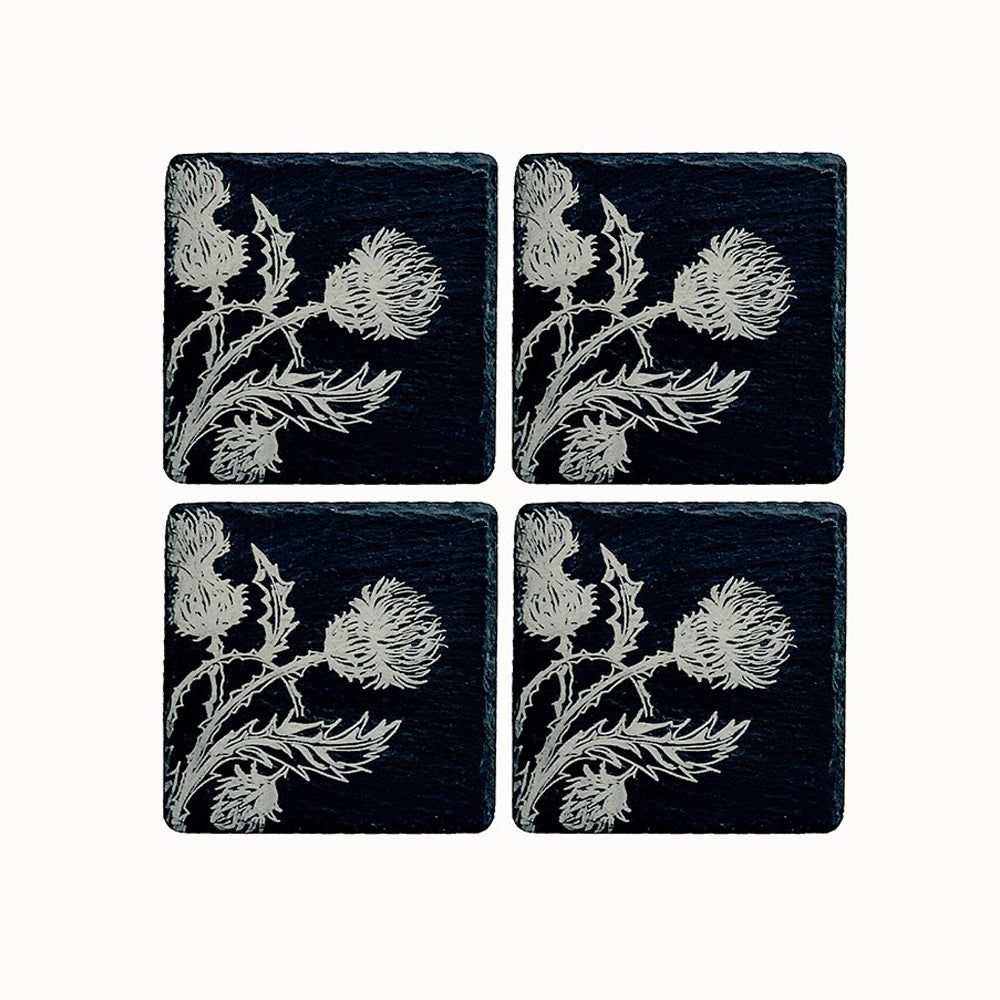 Selbrae House Thistle Trio Slate coasters - Set of 4