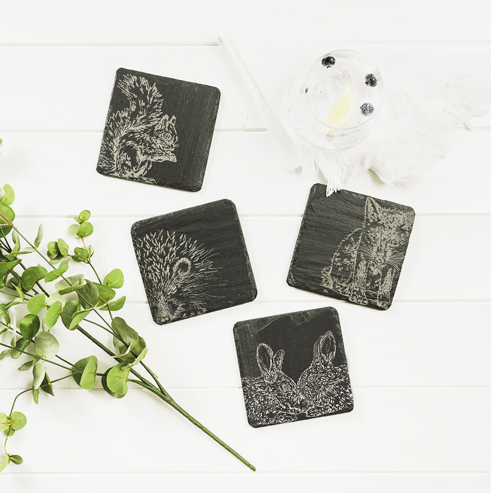 Selbrae House Woodland Friends Slate Coasters - Set of 4