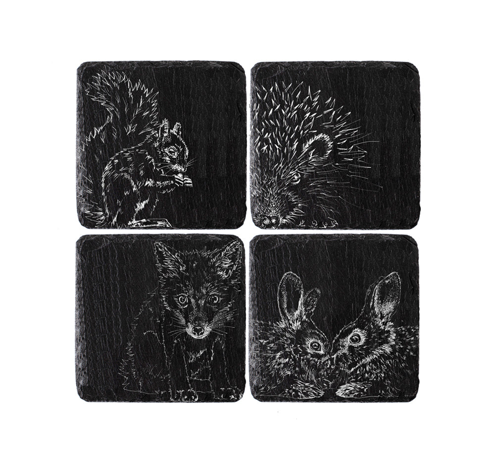 Selbrae House Woodland Friends Slate Coasters - Set of 4