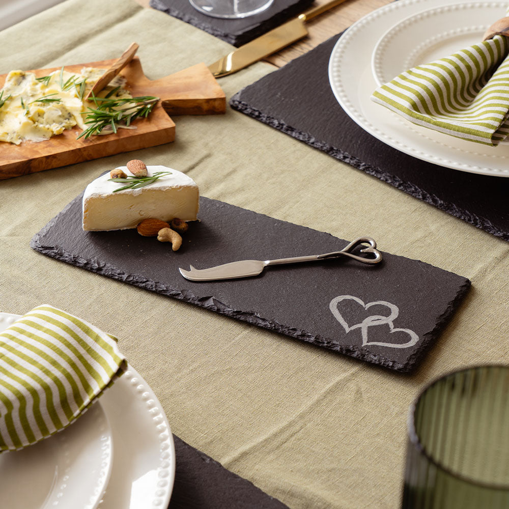 Selbrae House Love Heart Single Mini Slate Cheese Board & Knife Set