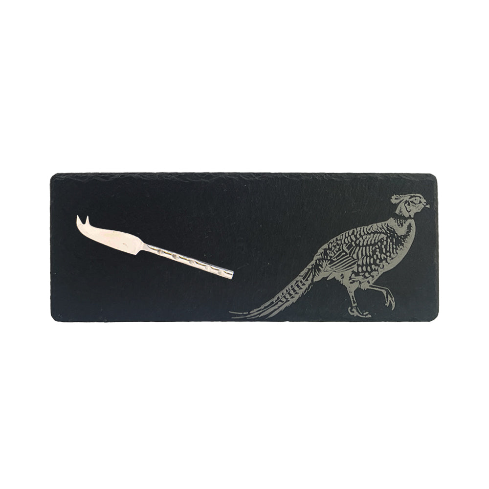 Selbrae House Pheasant Side Profile Single Mini Slate Cheese Board & Knife Set