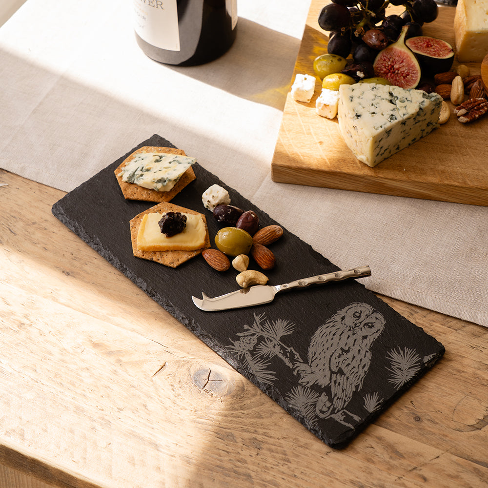 Selbrae House Tawny Owl Mini Slate Cheese Board & Knife Set