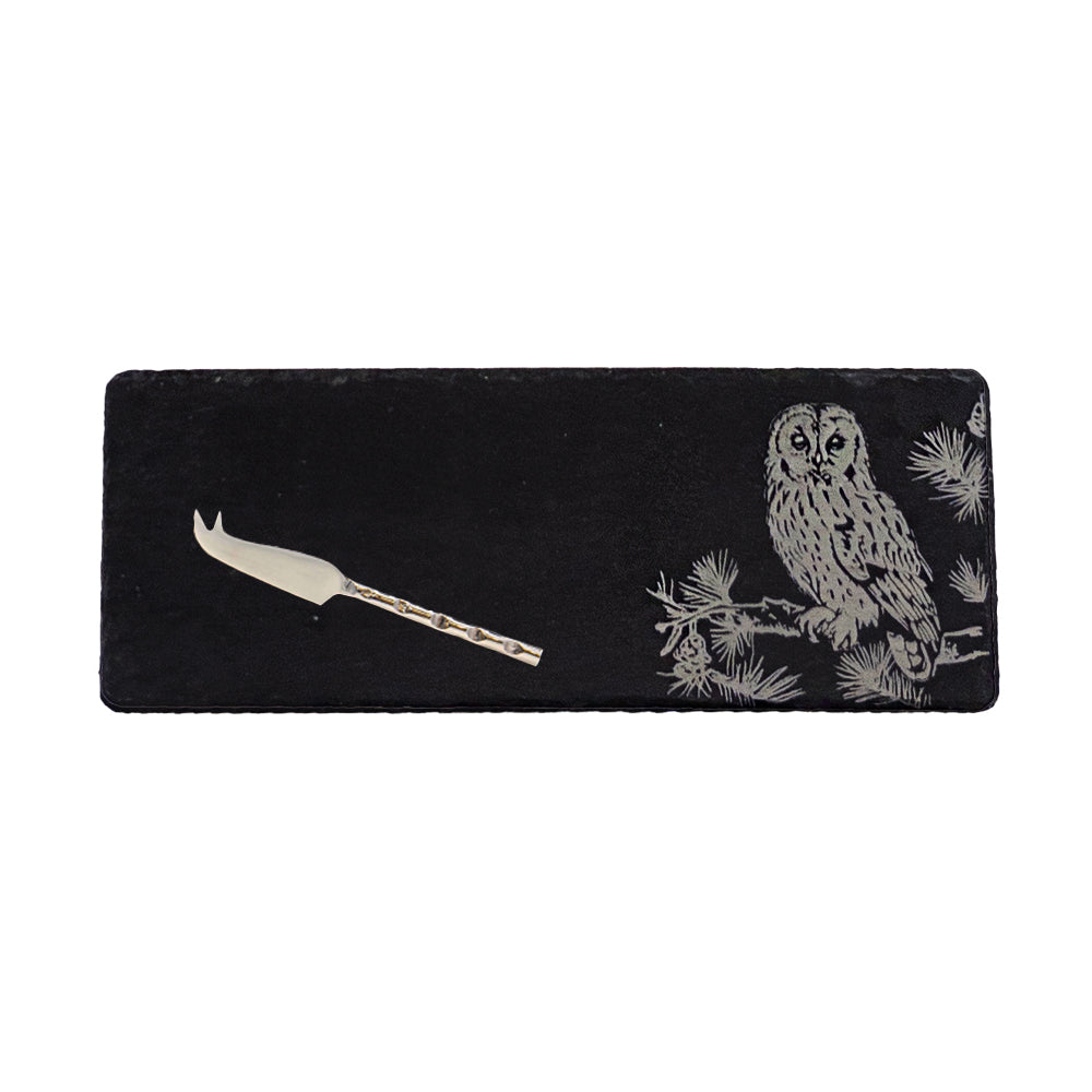 Selbrae House Tawny Owl Mini Slate Cheese Board & Knife Set