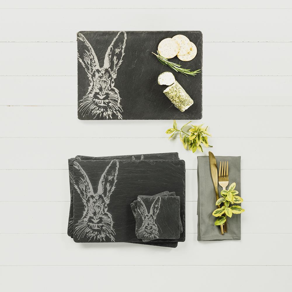 Selbrae House Hare Slate Placemat & Coaster Gift Set