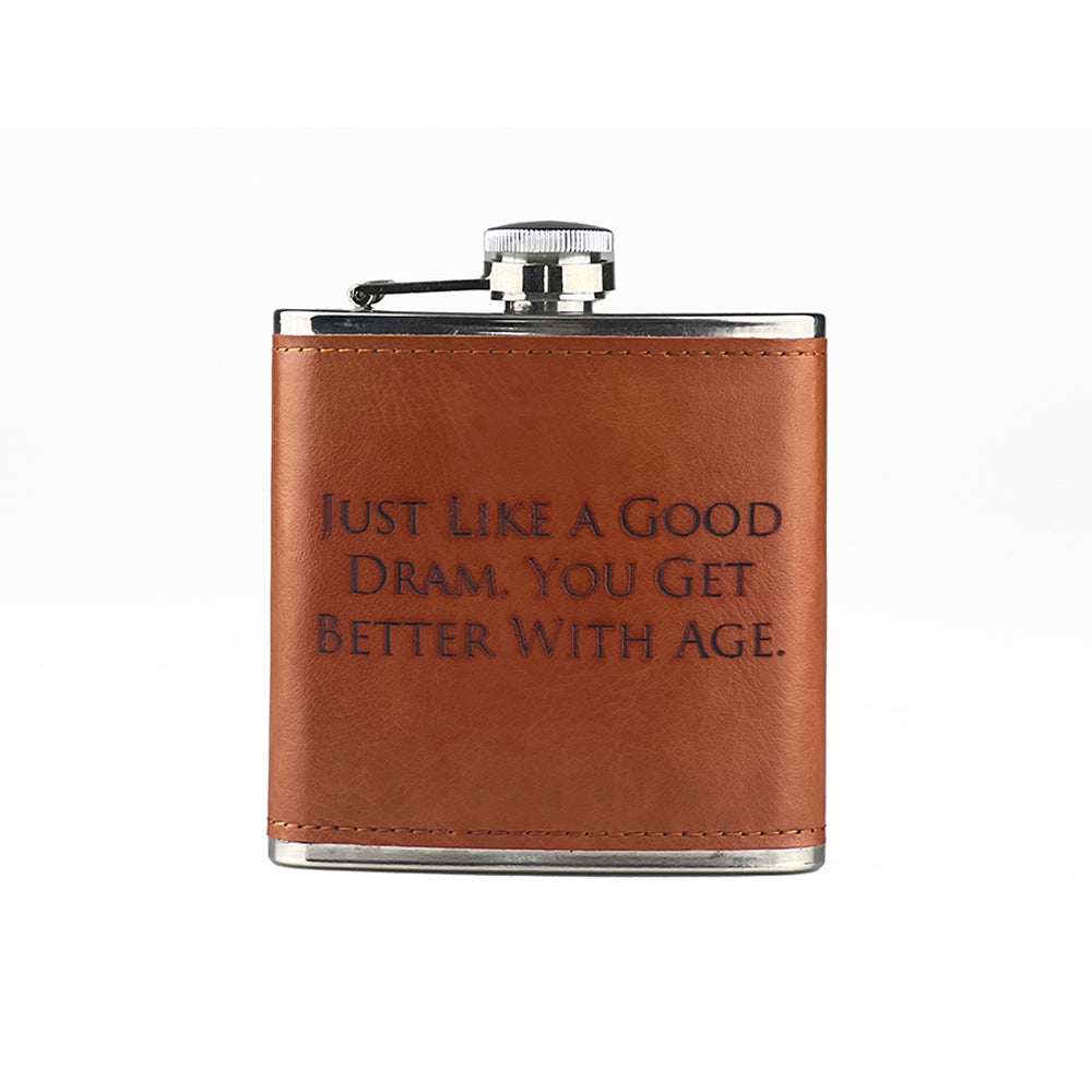 Selbrae House Good Dram Leather Hip Flask