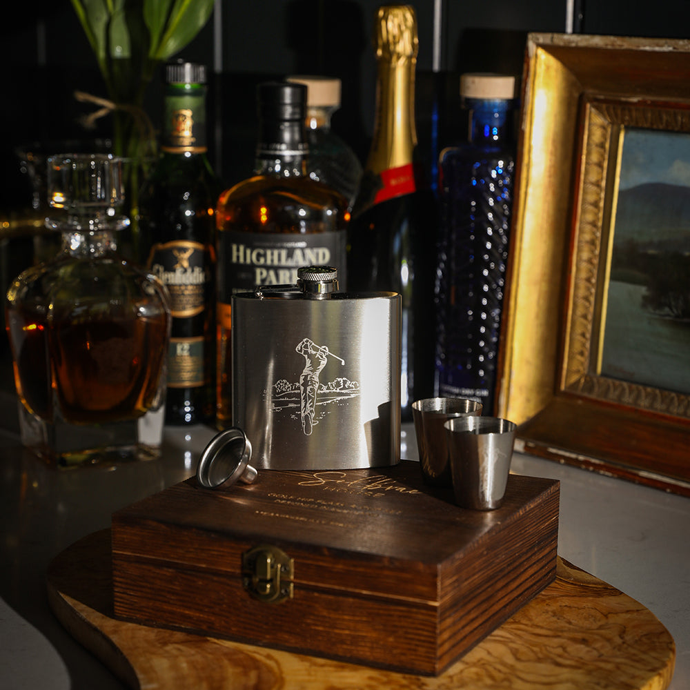 Selbrae House Golf Hip Flask & Cup Set