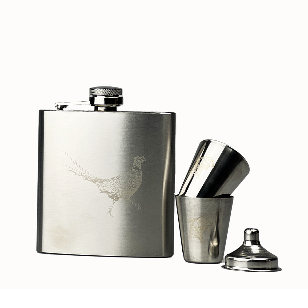 Selbrae House Pheasant Hip Flask & Cup Set
