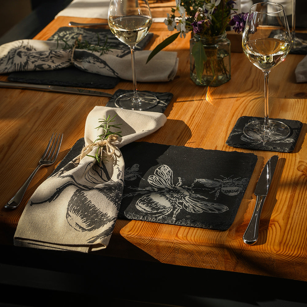 Bee Slate Coaster & Place Mat Set
