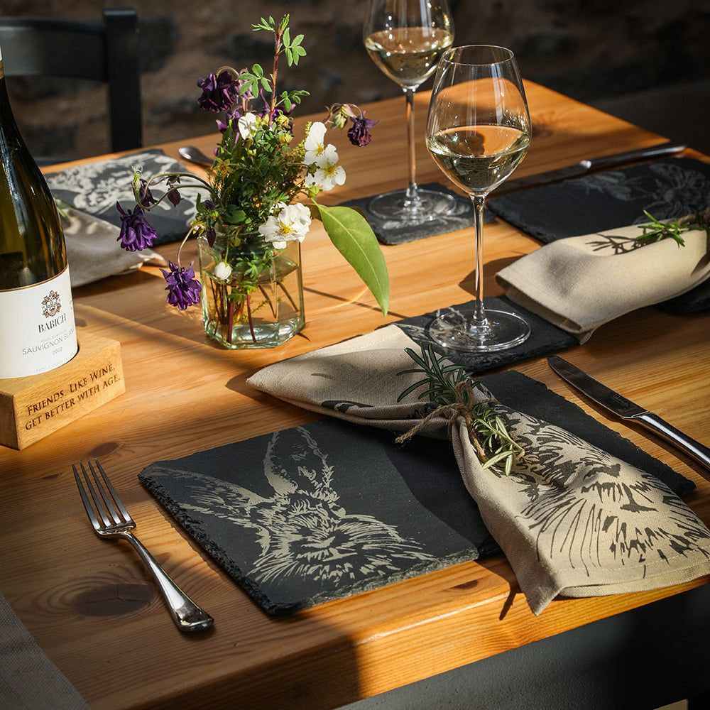 Selbrae House Hare Slate Coaster & Place Mat Set