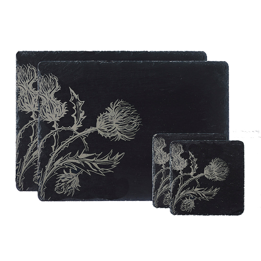 Selbrae House Thistle Trio Slate Place Mat & Coaster Set