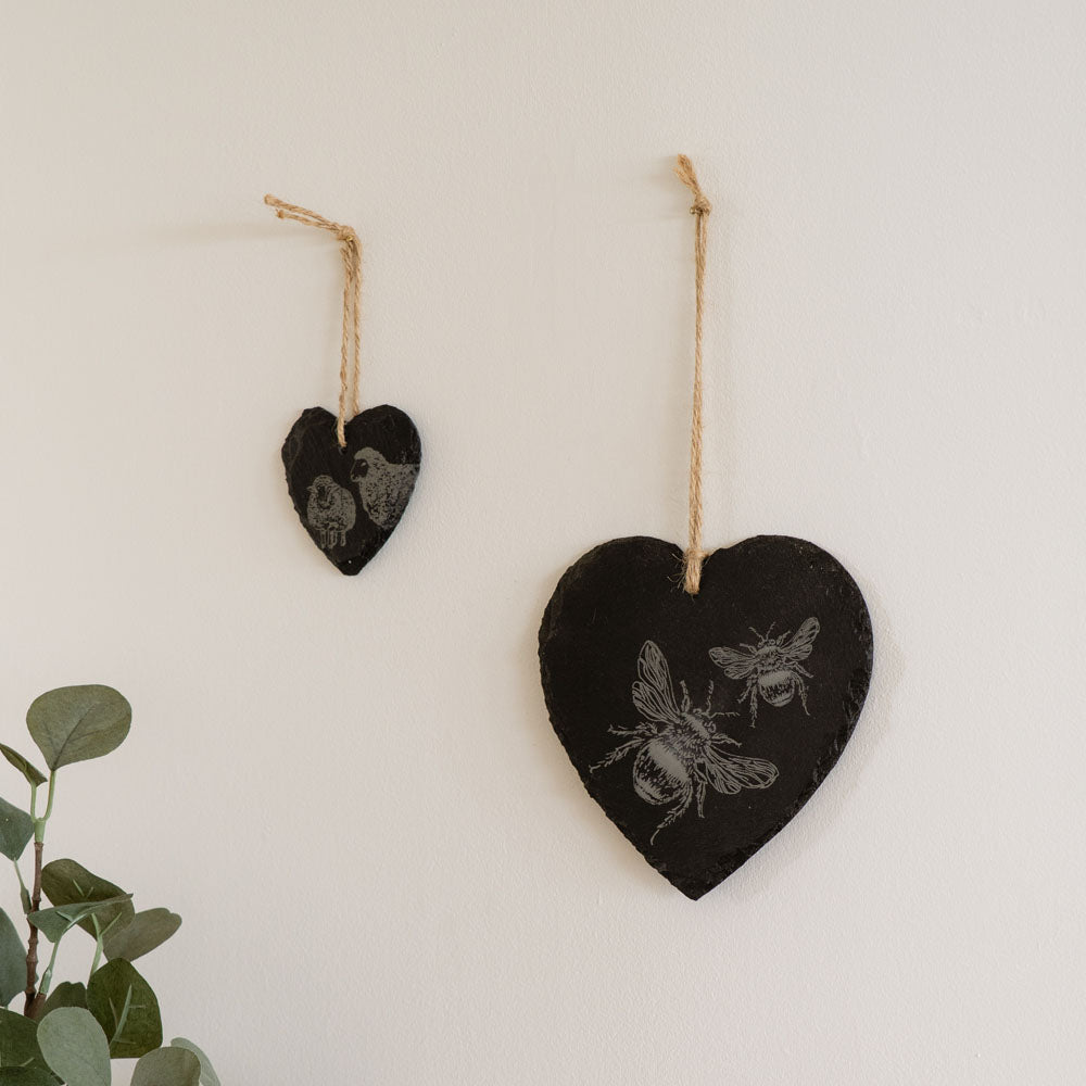 Bee Slate Decoration Large Heart | Selbrae House