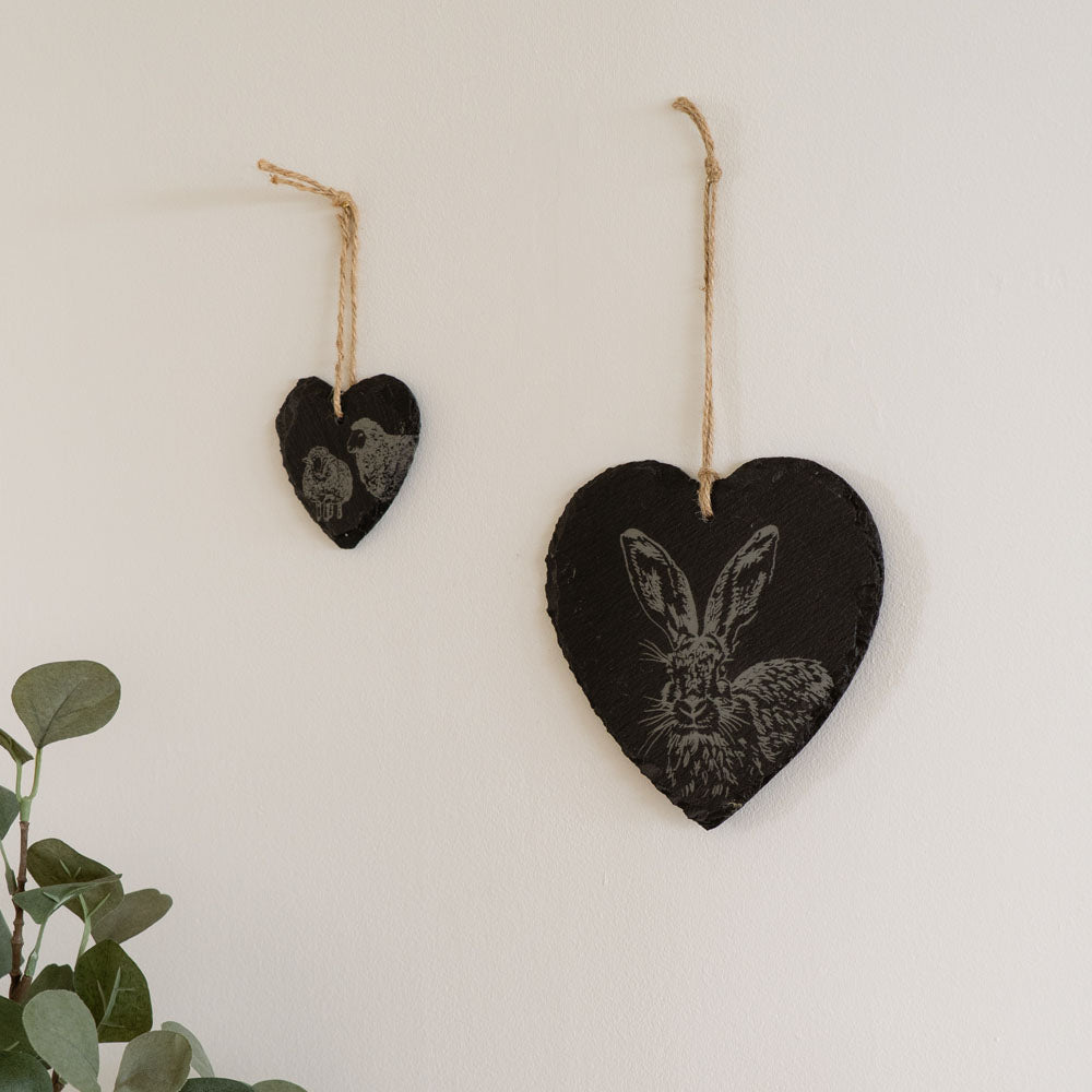 Selbrae House Hare Slate Decoration - Large Heart