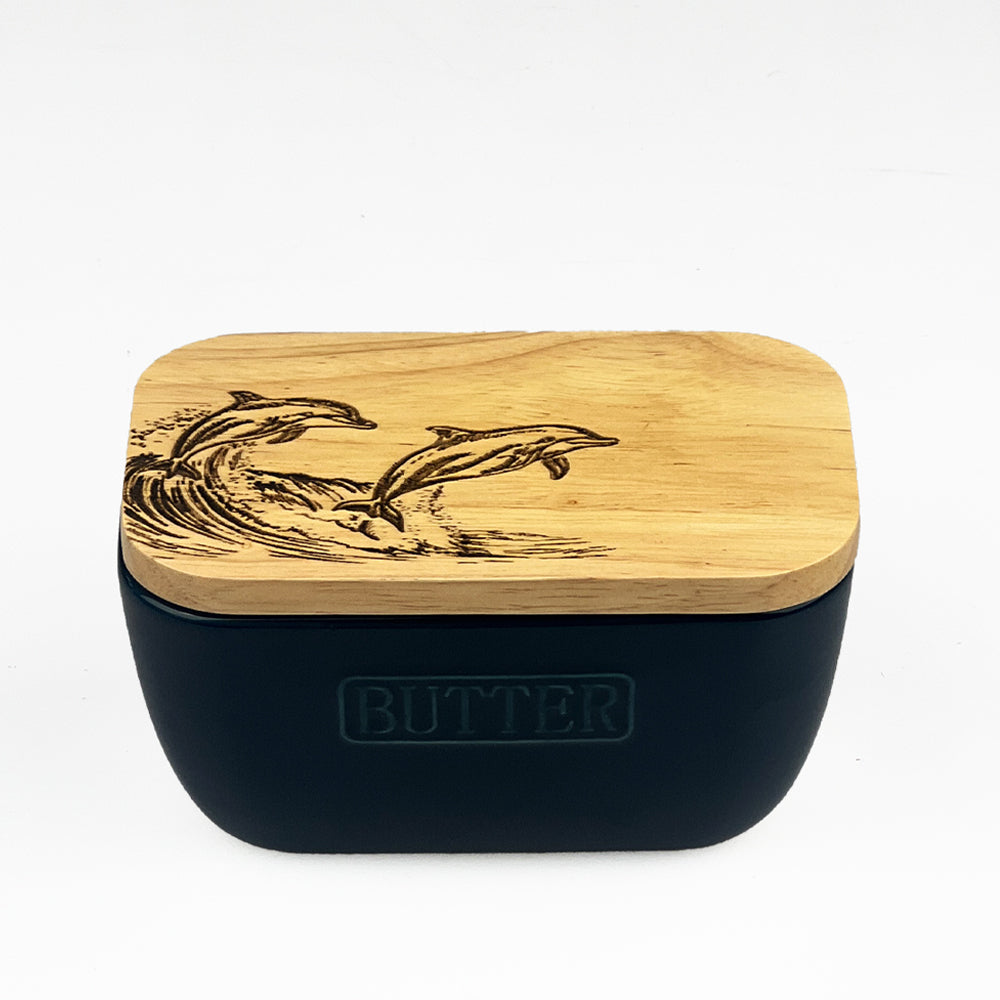 Selbrae House Dolphin Blue Butter Dish