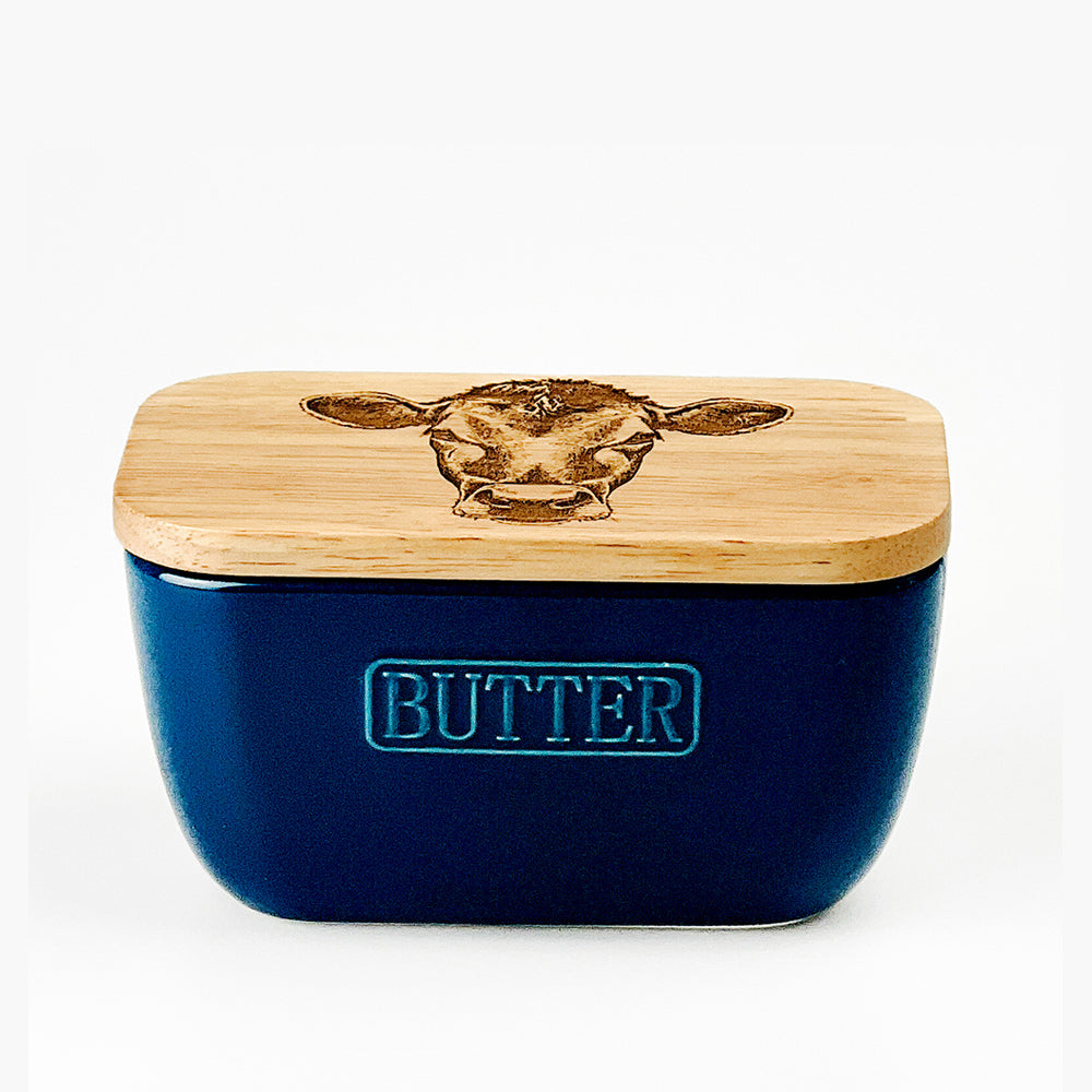 Selbrae House Jersey Cow Blue Butter Dish