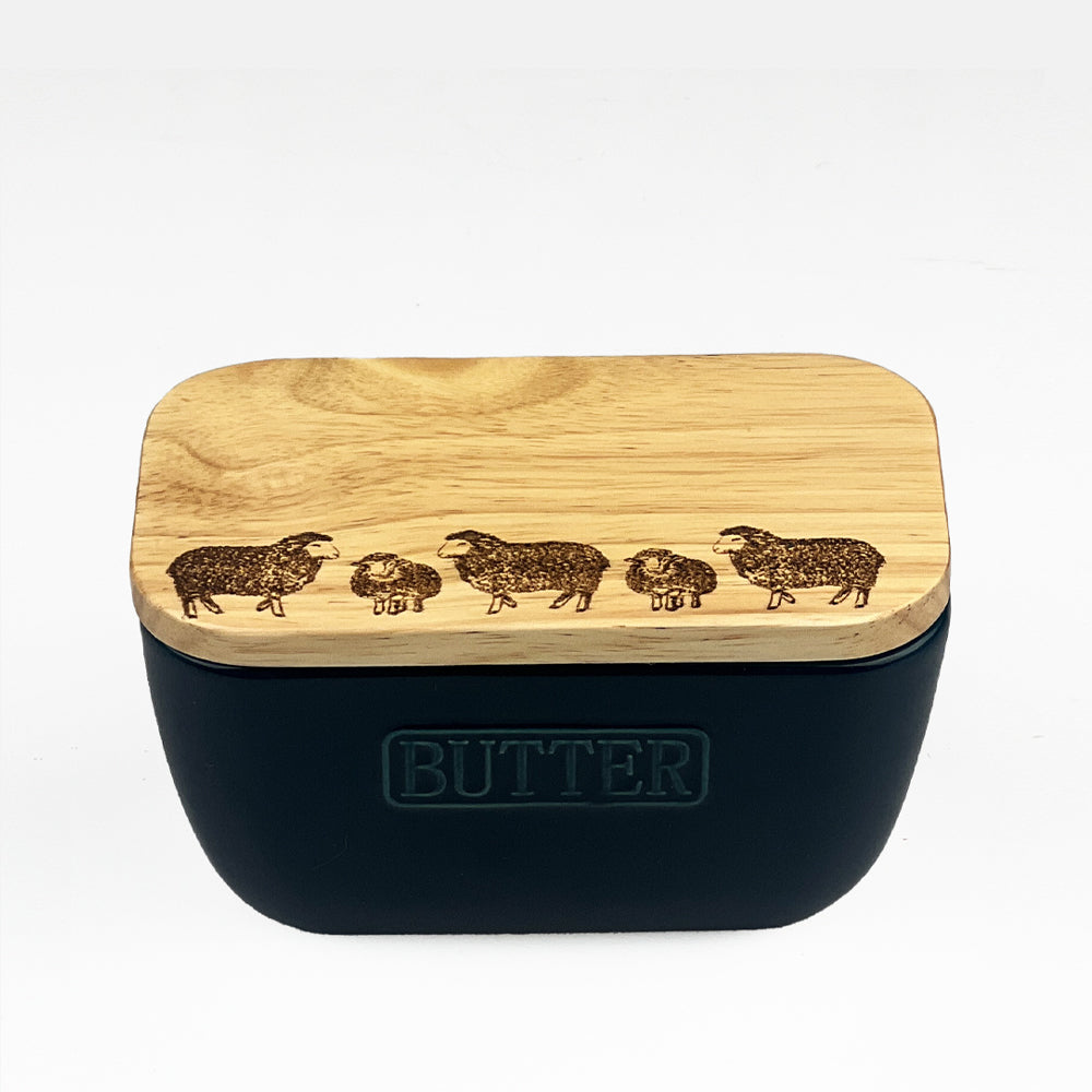 Selbrae House Sheep Blue Butter Dish