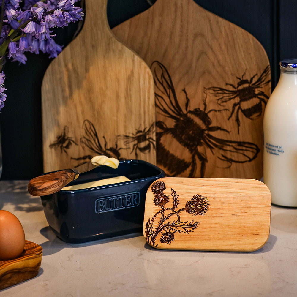 Selbrae House Thistle Trio Blue Butter Dish