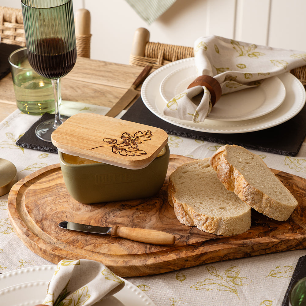 Selbrae House Autumn Acorns Sage Green Butter Dish