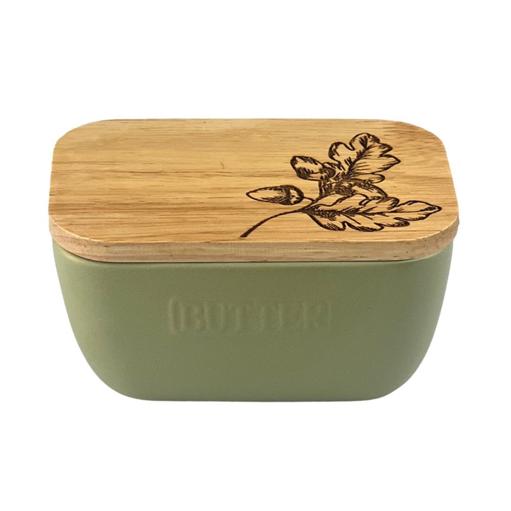 Selbrae House Autumn Acorns Sage Green Butter Dish