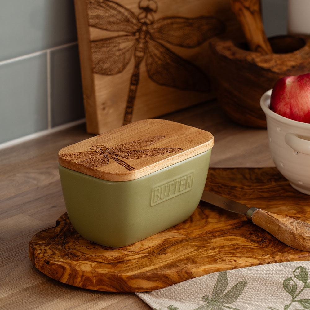 Selbrae House Dragonfly Sage Green Butter Dish