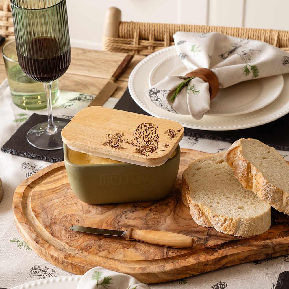 Selbrae House Tawny Owl Butter Dish - Sage Green
