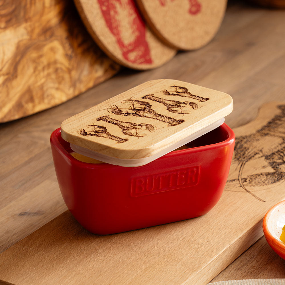 Selbrae House Lobster Red Ceramic Butter Dish with Lid