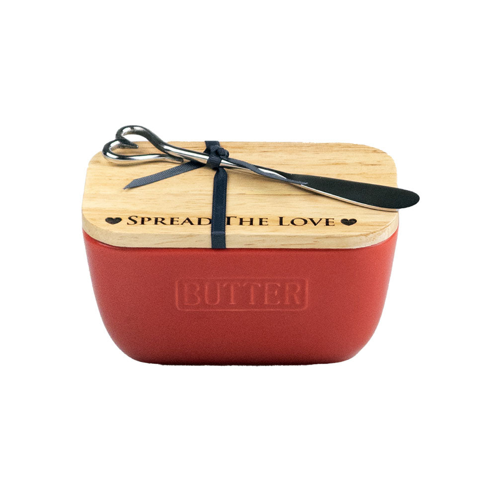 Selbrae House Spread The Love Red Butter Dish & Knife Set