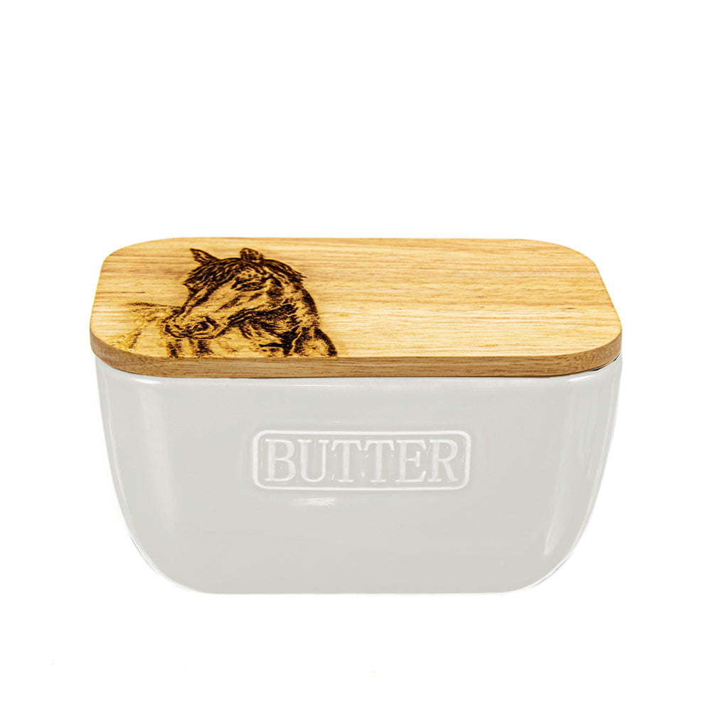 Selbrae House Horse Portrait White Butter Dish