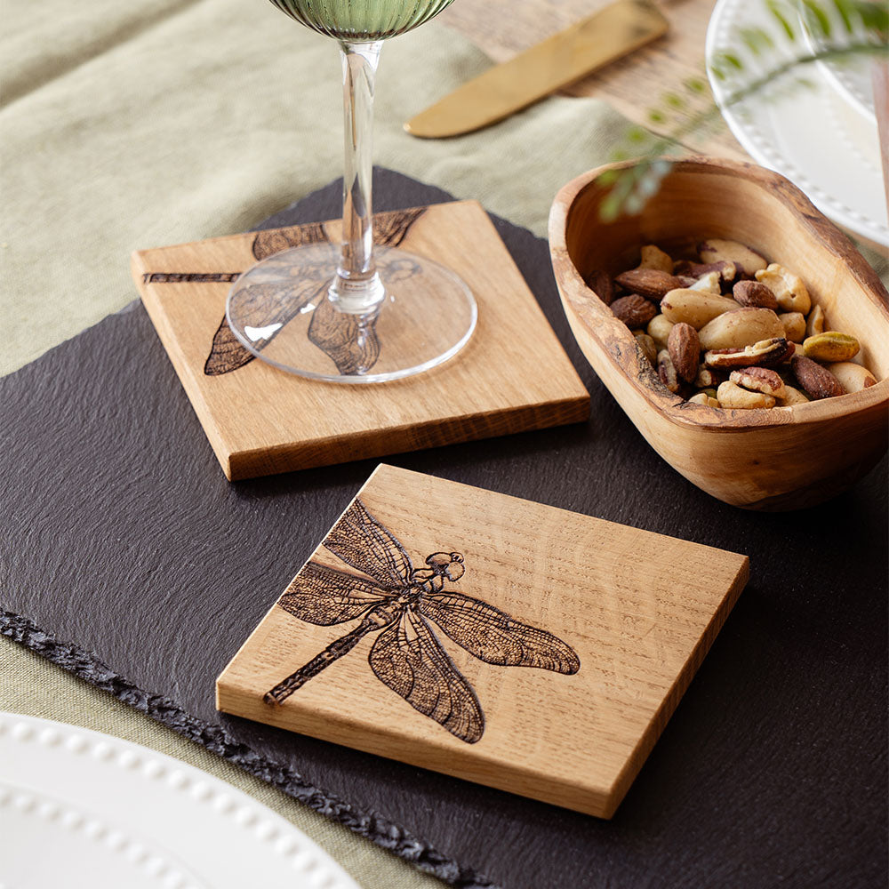 Selbrae House Dragonfly Single Oak Coaster