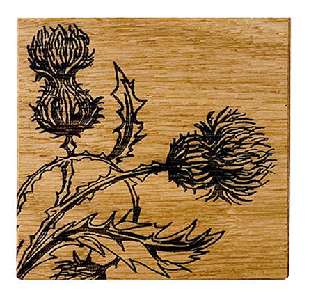Selbrae House Thistle Trio Single Oak Coaster