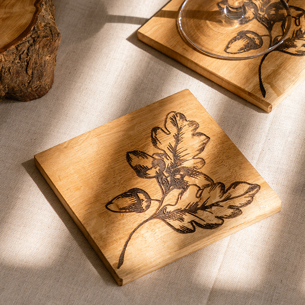 Selbrae House Autumn Acorns Single Oak Coaster