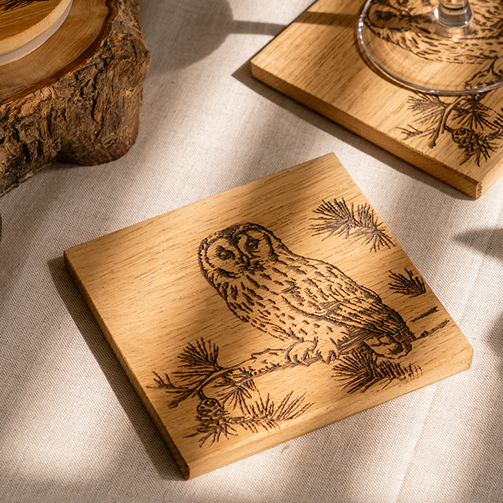 Selbrae House Tawny Owl Single Oak Coaster