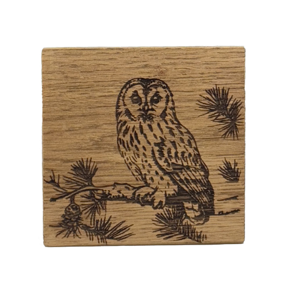 Selbrae House Tawny Owl Single Oak Coaster