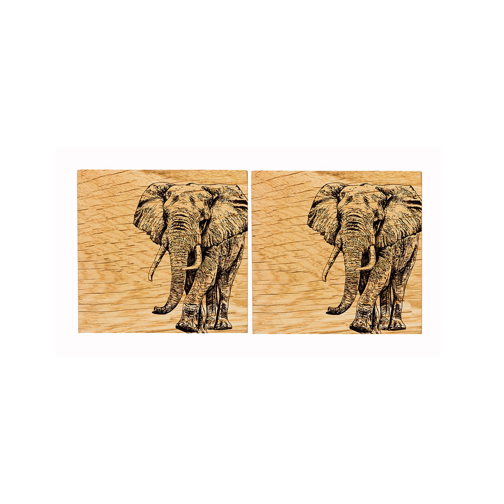Selbrae House Elephant Oak Coasters - Set of 2