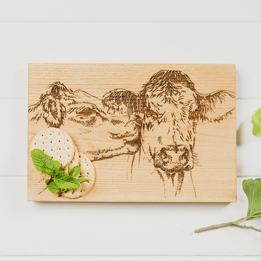 Selbrae House Kissing Cows Oak Serving & Cheese Board