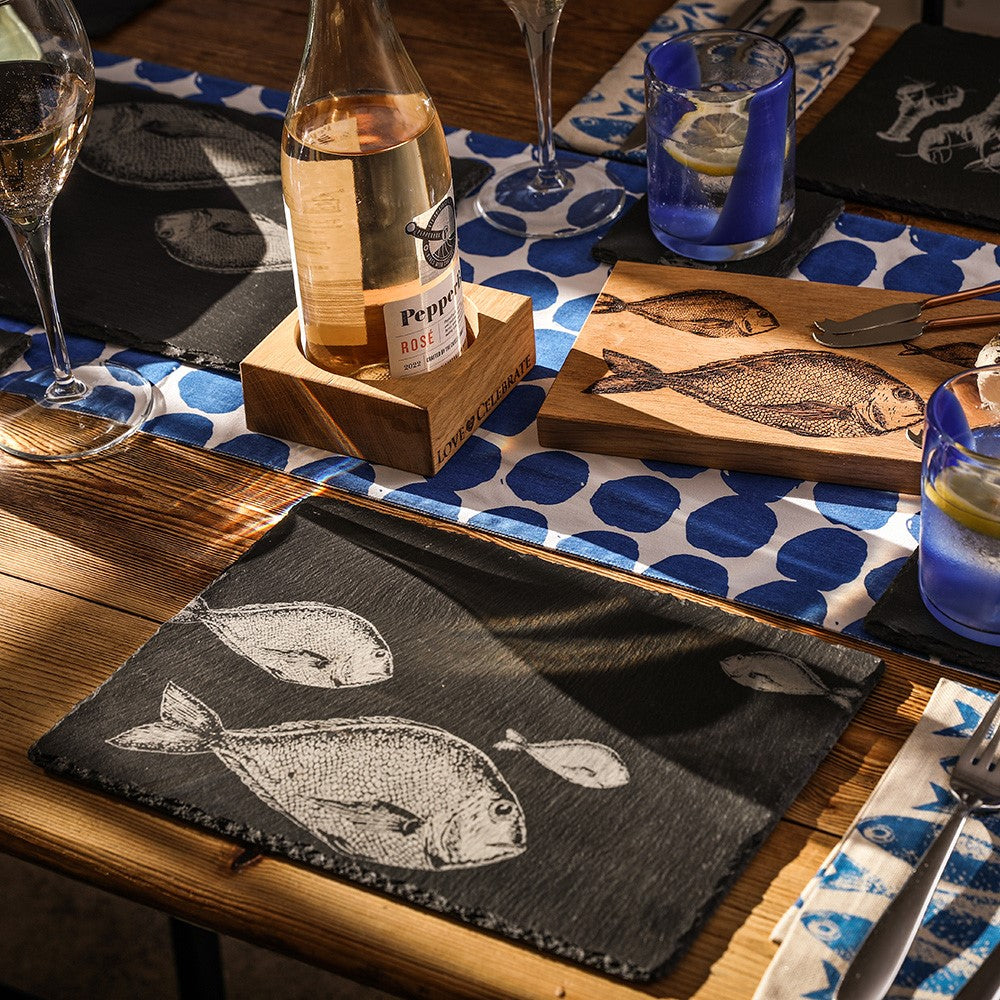 Selbrae House Fish Repeat Slate Place Mats - Set of 2