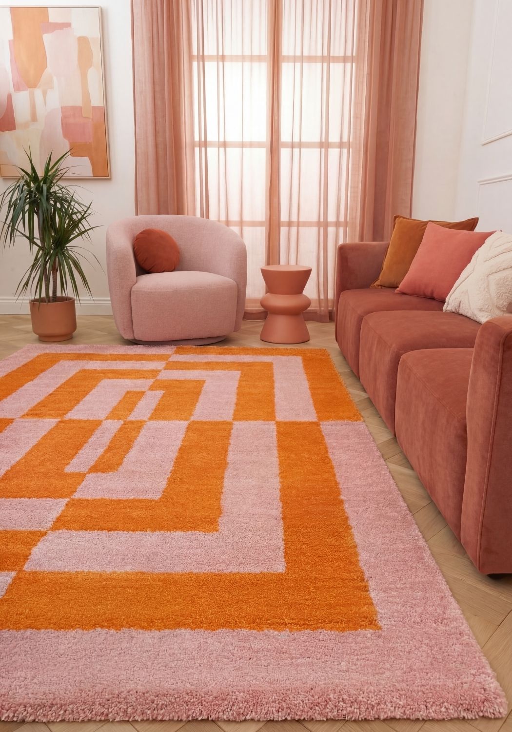 The Rugs Joli Geometric Orange & Pink Rug